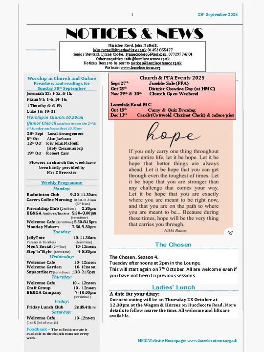 Notices – 28 Sept 2025
